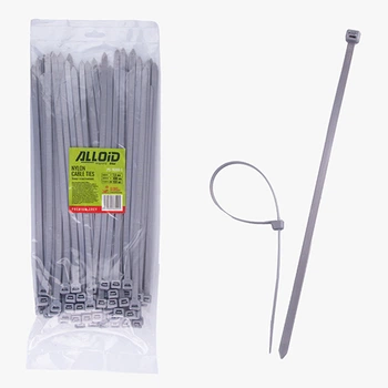 Хомут пластиковий Alloid 7.6 х 300 100 шт. в уп. сірий