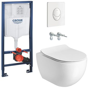 Інсталяція GROHE Rapid SL 38722001 з панеллю змиву Skate Air 38505SH0 + унітаз AXA Glomp Rimless 0201001/319101 з сидінням Soft Close дюропласт
