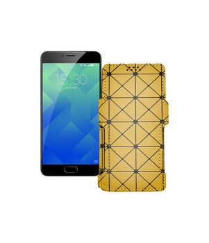 Чохол-книжка з екошкіри для телефону Meizu M5 Note Золотий ромб