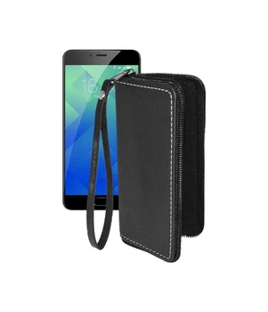 Чохол-гаманець з екошкіри для телефону Meizu M5 Note Чорний глянець