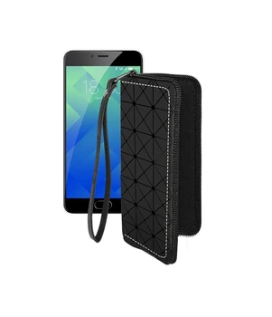 Чохол-гаманець з екошкіри для телефону Meizu M5 Note Чорний ромб