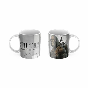 Подарочная чашка с принтом Сталкер 2 (Stalker 2) Серый 330 мл.