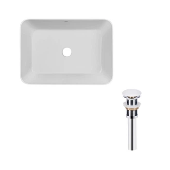 Комплект Qtap Virgo: раковина накладная прямоугольная 490х350х110 мм White + донный клапан PU02 QTAP QT18112261WN47305