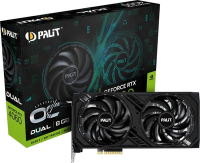 Відеокарта GF RTX 4060 8 GB GDDR6 Dual Palit (NE64060019P1-1070D) Black