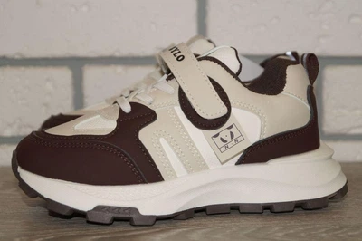Кроссовки демисезонные для девочки Lilin shoes A820-74 33 (20,5 см) бежевые с коричневым