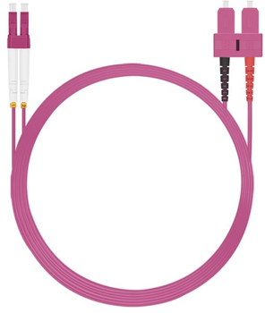 Patchcord światłowodowy Helos LC/SC Duplex Różowy 20 m (4005938157624)