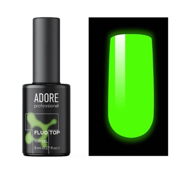 Топ флуоресцентный для гель-лака без липкого слоя Adore Professional Fluo Top с эффектом свечения в темноте 8 мл