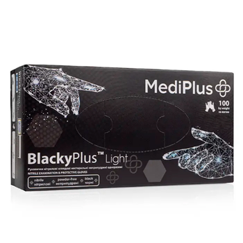 Рукавички нітрилові MEDIPLUS BlackyPlus Light BLACK неопудрені, розмір XS, 100 шт