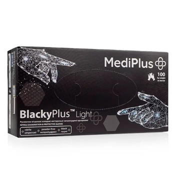 Перчатки нитриловые MEDIPLUS BlackyPlus Light BLACK неопудренные, размер S, 100 шт