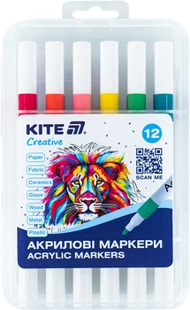 Маркеры акриловые Kite Creative 12 цветов (K-1156)