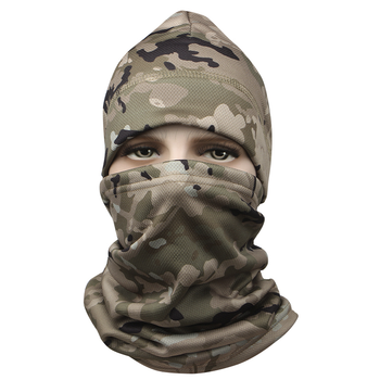 Комплект шапка-баф Lesko JY-139 Camouflage CP флісова