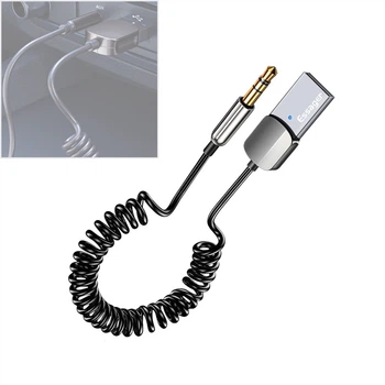 Bluetooth AUX адаптер для авто (Bluetooth 5.0) кручений кабель | Автомобільний бездротовий аудіоресивер з мікрофоном