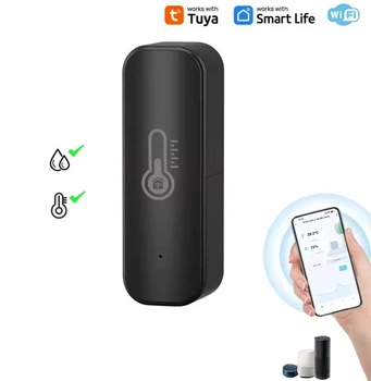 Безпровідний Wi-Fi датчик вологості та температури Aubess чорний