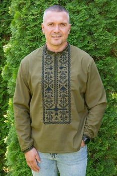 Мужская вышиванка Байрактар XL Хаки (470106193-022)