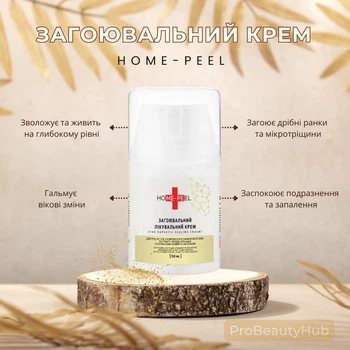 Загоювальний лікувальний крем Home-Peel для рук, ніг, губ з комплексом вітамінів на основі екстракту череди, кульбаби, з рослинними оліями та ланоліном, 50 мл (4820208890465)