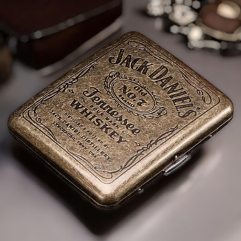Портсигар металевий GVIPAI Jack Daniel's Brass на 20 сигарет у подарунковій упаковці