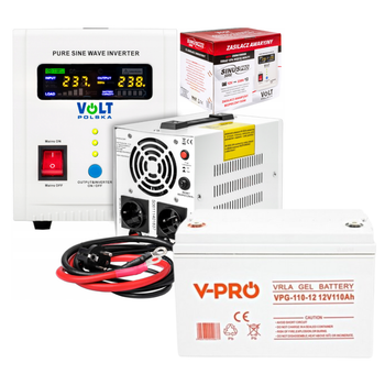 Аварийный комплект Volt Polska SINUS PRO 500 E 12/230V 350/500W + Аккумулятор VOLT GEL 110Ah 12V