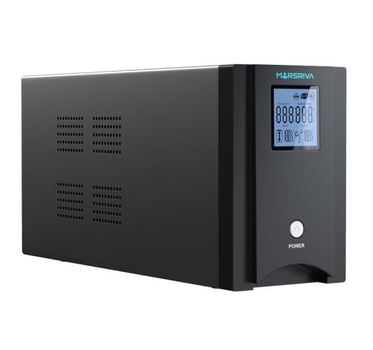 Джерело безперебійного живлення Marsriva MR-UF1000P Black, 1000VA, 800 Вт, чиста синусоїда, 2 розетки, батарея 2x12В/7Аг, USB