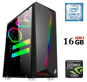 Игровой ПК Dtop Gaming i593 Tower / Intel Core i5-9400F (6 ядер по 2.9 - 4.1 GHz) / 16 GB DDR4 / 480 GB SSD / nVidia GeForce GTX 1060, 3 GB GDDR5, 192-bit / 500W