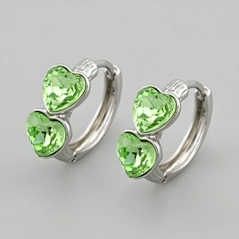 Серьги с кристаллами Swarovski 48893 размер 15х7 мм цвет салатовый вес 3.6 г позолота Белое Золото