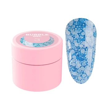 Гель для дизайна Luna Bubble Gel 03 голубой с разноцветным глиттером разной формы и размера 5 мл