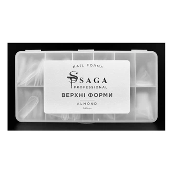 Верхние формы для наращивания ногтей Saga Professional Almond миндаль с разметкой прозрачные 240 шт