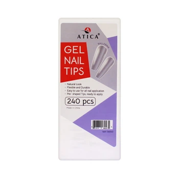 Типсы гелевые для наращивания ногтей Atica Gel Nail Tips Ballerina 240 шт балерина прозрачные