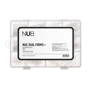 Верхние формы для наращивания ногтей и молды NUB Nail Dual Forms миндаль с разметкой прозрачные 192/48 шт
