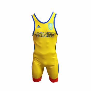 Трико борцовское Adidas UWW Ukraine Yellow/Blue M