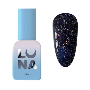 Гель-лак Luna Color Reflection 213 насыщенный черный с блестками светоотражающий 13 мл