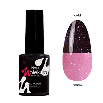 Гель-лак Nails Molekula Flash Thermo FT03 світловідбиваючий шоколадне бордо та рожевий 6 мл
