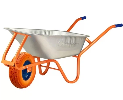 Тачка строительная BLUETOOLS Formula 1 Standard (90 л, 180 кг, 0.6 мм) усиленная оцинкованная одноколесная с полиуретановым колесом (24226)
