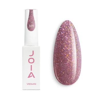 Гель-лак JOIA vegan 109 світловідбиваючий рожевий приглушений з блискітками 6 мл