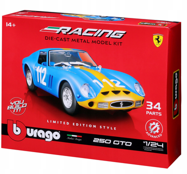 Металева модель Burato Автомобіль Ferrari Racing ModelKit 250 GTO 1:24 Синій (4893993265817)