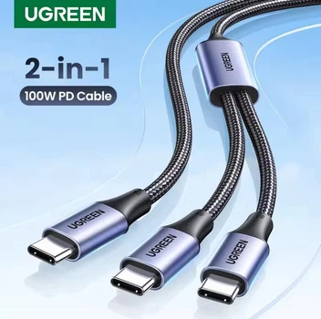 Кабель 2в1 Ugreen One-for-two Fast Charging (2 Type-C) 100W (1.5m) Black