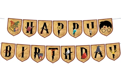 Святкова паперова гірлянда Happy Birthday у стилі Гаррі Поттер, 3 метри
