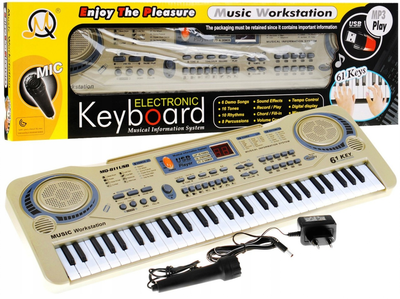 Keyboard Ramiz interaktywny + Mikrofon + Nagrywanie + USB MP3 Bezowy (5903864900132)