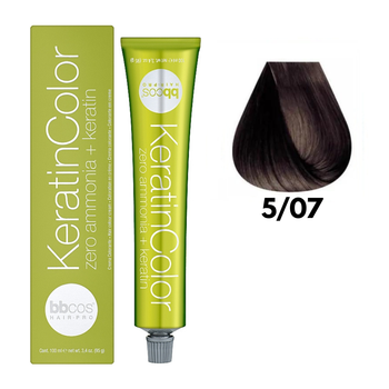 5/07 Крем-краска для волос безаммиачная BBCOS Keratin Color каштановый светлый табачный 100 мл