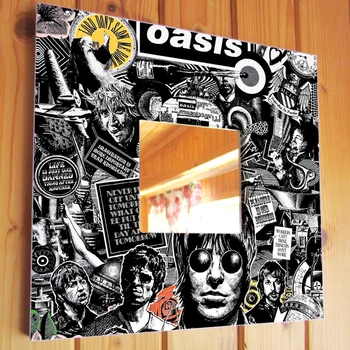 Декоративное зеркало "Группа Oasis. Оазис" сувенир для фанатов рок музыки, украшение интерьера в бар, клуб, студию