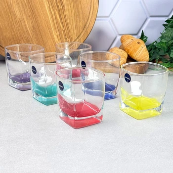 Широкие стаканы с цветным дном 300 мл 6 шт Luminarc Rainbow Sterling