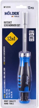 Отвертка реверсивная Molder с комплектом насадок 12 в 1 (MT32313)