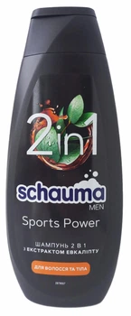 Шампунь для мужчин 2 в 1 Schauma Men Sports Power с экстрактом эвкалипта для волос и тела, 400 мл (129156)