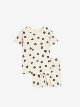 Піжама (футболка, шорти) H&M 110 116см світло-бежевий горох 2011160595