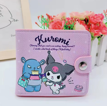 Дитячий гаманець на кнопці MINISO Kuromi картхолдер / візитниця для карток і грошей з аніме персонажем Sanrio Куромі, фіолетовий (96539229)