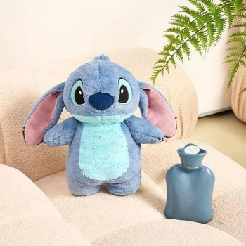 Детская мягкая игрушка с грелкой для горячей воды Lilo&Stitch резиновая грелка + плюшевый чехол в виде Стича, синий (96710960)
