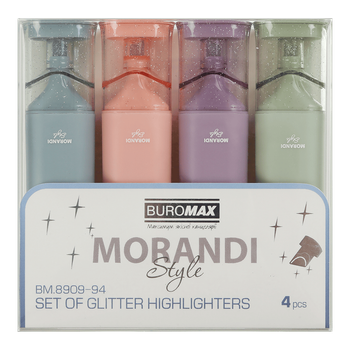 Набір текстовиділювачів Buromax Morandi Style Glitter 4шт (BM.8909-94)