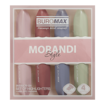 Набір текстовиділювачів Buromax Morandi style 4шт (BM.8908-94)