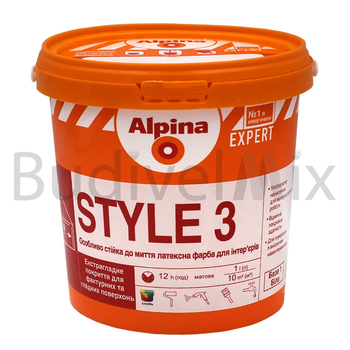 Фарба інтер'єрна ALPINA EXPERT Style 3 Basis1 латексна 1 л біла матова