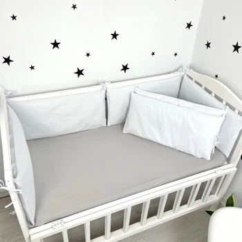 Однотонные бортики в детскую кроватку Oh My Kids "White" 4 шт