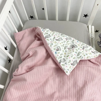 Плед для девочки в кроватку Oh My Kids "Зайчики" розовый